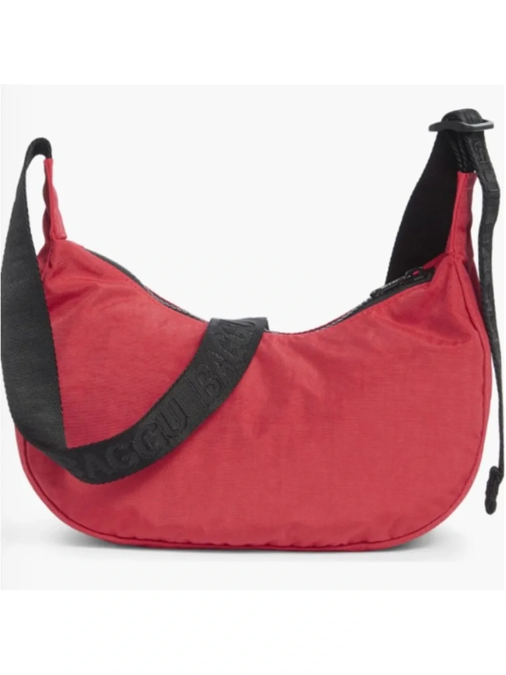 MAKE AN OFFER - BAGGU Small Nylon Candy Apple Red Crescent Crossbody
